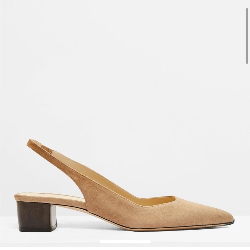 Theory Slingback Block Heel - Beige Clay Suede